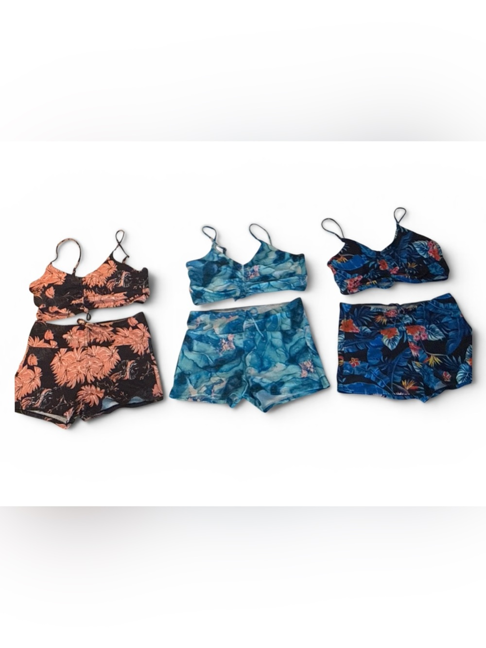Set of 3 Floral Print Bikini Set with Swim shorts never been worn